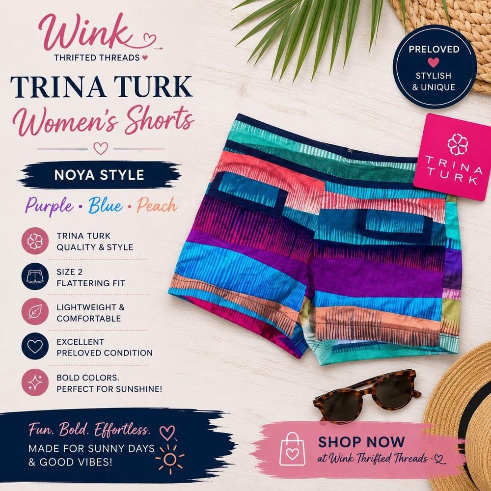 Trina Turk Women's Shorts Size2 Noya Style Purple Blue Peach Excellent Condition